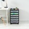 IRIS USA 6 Drawer 12" x 12" Scrapbook Rolling Storage Cart with Organizer Top and 6 Clear Cases, Black/White